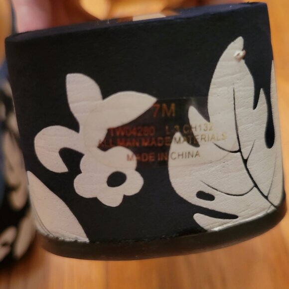 Tommy Hilfiger Platform Flip Flops 7M Navy White Floral Chunky 90s Y2K Sandals - Picture 4 of 11